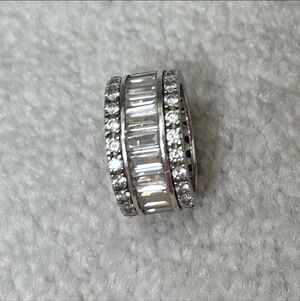 Elegant Silver Ring with Crystal Details
